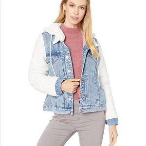 Blank NYC Denim And White Sherpa Hooded Jacket Size XS